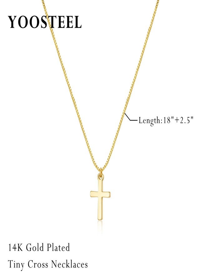 Yoosteel Cross Necklace for Girls Women - 14K-Gold-Plated Simple Cross Pendant Choker Necklaces Dainty Chain Necklace Christian Religious Faith Jewelry Gift Christmas Stocking Stuffer for Teenager Girl - Image 4